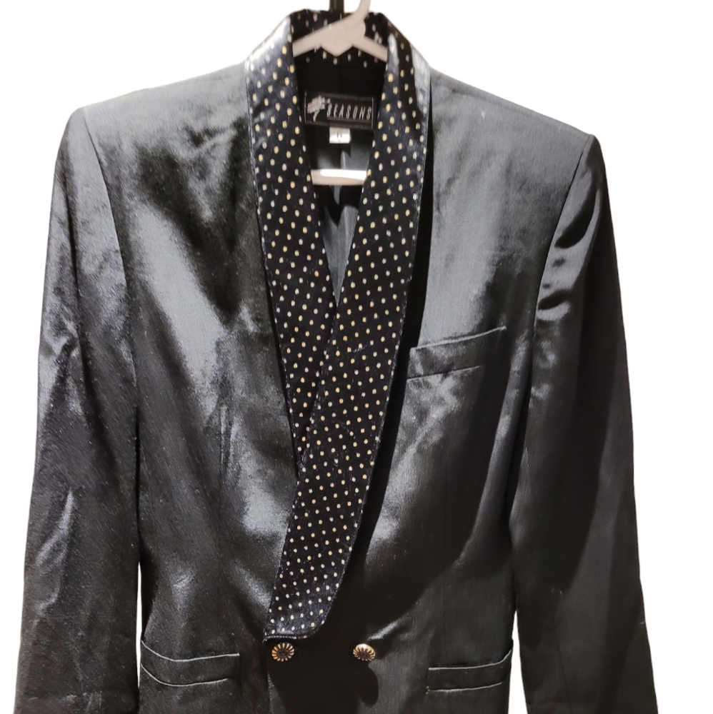 💛Sz 6 Seasons Black Shiny Blazer